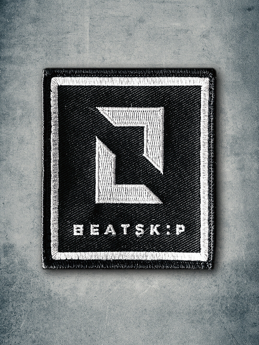 Beatskip White on Black Patch with velcro attachment